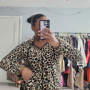 Danskin Now Camel Leopard Print Hoodie